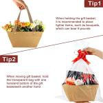 KEVTVEK Bigger Baskets for Gifts Empty, 6 Pack Sturdy Kraft Basket With Handles Gift Basket Kit, 6 Shrink Wrap Bags, 6 Bows and Hang Tag, Empty Gift Baskets to Fill for Mothers Day and Any Occasion