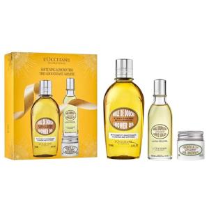 L'OCCITANE Softening Almond Trio Gift Set: Best Holiday Gift Set with Almond Shower Oil Body Wash, Moisturizing Milk Concentrate, Softening Supple Skin Oil