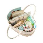 Kodomoore Diaper Caddy Organizer, Empty Gift Basket for Newborn Essentials, Baby Storage Basket, Stylish Gift Bag for Baby Shower, Boys and Girls – Small, White and Beige Brown