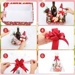Cholemy 27 Pcs Christmas Baskets for Gifts Empty, 9 Pcs Gift Baskets Empty with Handles 9 Pcs Basket Bags and 9 Pcs Red Pull Bows Cardboard Baskets Bags Kit for Xmas Birthday Holiday Wedding Party