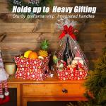Cholemy 27 Pcs Christmas Baskets for Gifts Empty, 9 Pcs Gift Baskets Empty with Handles 9 Pcs Basket Bags and 9 Pcs Red Pull Bows Cardboard Baskets Bags Kit for Xmas Birthday Holiday Wedding Party