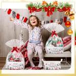 Yexiya 48 Pcs Christmas Gift Baskets Empty Kit Include 6 Baskets with 6 Gift Bag 6 Red Pull Bow 30 Paper Lining for Gifts, Empty to Fill with Bag for Xmas Party(Simplicity)