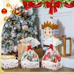 Yexiya 48 Pcs Christmas Gift Baskets Empty Kit Include 6 Baskets with 6 Gift Bag 6 Red Pull Bow 30 Paper Lining for Gifts, Empty to Fill with Bag for Xmas Party(Simplicity)