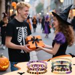SPMatrix Halloween Bracelets,Halloween Clay Beaded Jewelry,Boo Basket Stuffers,Trick or Treat Party Favors Accessories,Treat Bag Filler Supply for Friends Bff Sister,Friendship Gifts,Classroom Prizes