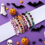 SPMatrix Halloween Bracelets,Halloween Clay Beaded Jewelry,Boo Basket Stuffers,Trick or Treat Party Favors Accessories,Treat Bag Filler Supply for Friends Bff Sister,Friendship Gifts,Classroom Prizes