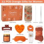 Get Well Soon Gift Baskets for Women, Orange Get Well Gifts for Women After Surgery, Self Care Package , Fall Spa Gift Basket, Birthday Gift Set for Woman, Self Care Kit for Mom Sister Grandma Friends