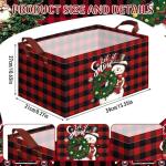 CHENGU 6 Pack Christmas Storage Bin Collapsible Christmas Baskets for Gifts Buffalo Plaid Holiday Decor Large Snowman Basket Foldable Xmas Tree Box with Handle for Bedroom Office Home(Buffalo)