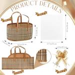 Reallnaive Baskets for Gifts Empty Sturdy Woven Bamboo Gift Basket with Gift Bags and Ribbons for Christmas Thanksgiving Birthday Mothers Day Housewarming Party Gift Wrapping, 12"x 8"x 6"(2 Set)