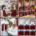 CHENGU 6 Pack Christmas Storage Bin Collapsible Christmas Baskets for Gifts Buffalo Plaid Holiday Decor Large Snowman Basket Foldable Xmas Tree Box with Handle for Bedroom Office Home(Buffalo)