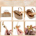 Reallnaive Baskets for Gifts Empty Sturdy Woven Bamboo Gift Basket with Gift Bags and Ribbons for Christmas Thanksgiving Birthday Mothers Day Housewarming Party Gift Wrapping, 12"x 8"x 6"(2 Set)