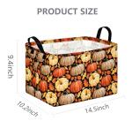 VAIVUSTO Thanksgiving Storage Basket Pumpkin Leaf Organizer Bins Autumn Theme Pattern Storage Box Gift Baskets for Shelves Nursery Bedroom Home Office