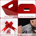36 Pieces Basket Gift Set:12 Pieces Empty Sturdy Diy Bulk Gift Basket Kraft Market Tray Cardboard Basket 12 Pieces Clear Basket Bags 12 Pieces Cellophane Wrap Ribbon Bows for XmasHoliday Birthday Gift (Christmas Red and Green)