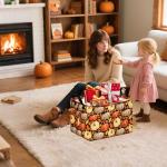 VAIVUSTO Thanksgiving Storage Basket Pumpkin Leaf Organizer Bins Autumn Theme Pattern Storage Box Gift Baskets for Shelves Nursery Bedroom Home Office