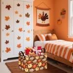 VAIVUSTO Thanksgiving Storage Basket Pumpkin Leaf Organizer Bins Autumn Theme Pattern Storage Box Gift Baskets for Shelves Nursery Bedroom Home Office