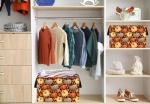 VAIVUSTO Thanksgiving Storage Basket Pumpkin Leaf Organizer Bins Autumn Theme Pattern Storage Box Gift Baskets for Shelves Nursery Bedroom Home Office