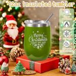 Deriibrico Christmas Basket Gifts for Women 2025, Unique Holiday Cheer Gift for Women with Flannel Blanket and Insulated Tumbler, Merry Christmas Basket Gift for Mom, Wife, Friend, Green