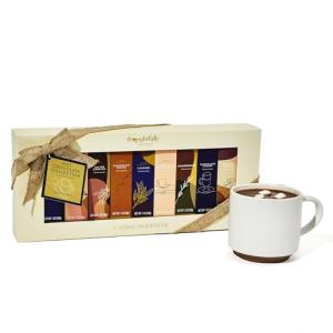 Thoughtfully Gourmet Hot Chocolate Gift Set, Flavors Include Salted Caramel, Peppermint, French Vanilla and More, Packaged in Gift Box with Bow, Set of 9