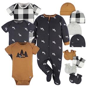 Gerber Baby Boys 12 Piece Layette Gift Set, Brown Deer, 0-3 Months