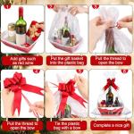 Yeaqee 36 Pcs 12 Pack 12 x 10 inch Christmas Baskets for Gifts Empty Santa Belt Cardboard Baskets Bags Kit Red Pull Bows Wine Basket for Xmas