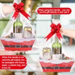 Yeaqee 36 Pcs 12 Pack 12 x 10 inch Christmas Baskets for Gifts Empty Santa Belt Cardboard Baskets Bags Kit Red Pull Bows Wine Basket for Xmas