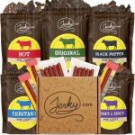 Jerky.com 21 Pieces of Beef Jerky Variety Pack & Meat Stick Gift Box for Men - Including 5 Flavors of Beef Jerky, 13 Snack Sticks, and 3 Cheese Sticks - Birthday gifts for men