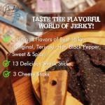 Jerky.com 21 Pieces of Beef Jerky Variety Pack & Meat Stick Gift Box for Men - Including 5 Flavors of Beef Jerky, 13 Snack Sticks, and 3 Cheese Sticks - Birthday gifts for men