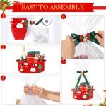 Funnymoom 3 Set Christmas Gift Basket Empty Small Woven Basket with Gift Bag Bow Ribbon Xmas Card 12" x 8" x 5" Cotton Rope Storage Bin with Handle for Christmas Holiday Decoration(Red,Classic)