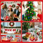 Funnymoom 3 Set Christmas Gift Basket Empty Small Woven Basket with Gift Bag Bow Ribbon Xmas Card 12" x 8" x 5" Cotton Rope Storage Bin with Handle for Christmas Holiday Decoration(Red,Classic)