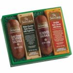 The Swiss Colony Cheese & Sausage 4-Pack – Original and Garlic Summer Sausages with Bacon, and Vegetable Cheese, Charcuterie Gift Basket for Holiday, Thank You Gifts, Adults, Women, Men, 14 oz.
