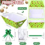 Yeaqee 36 Pcs 12 Pcs 8 x 10 Inches Red Green Christmas Gift Baskets Empty Baskets with Green Bows Ribbons Bulk Dot Swirl Xmas Gift Box for Christmas Holiday Weddings Anniversaries Party Supplies