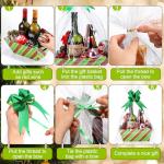 Yeaqee 36 Pcs 12 Pcs 8 x 10 Inches Red Green Christmas Gift Baskets Empty Baskets with Green Bows Ribbons Bulk Dot Swirl Xmas Gift Box for Christmas Holiday Weddings Anniversaries Party Supplies