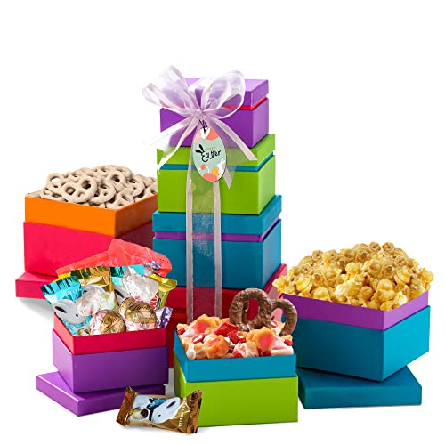 Easter Gift Basket Tower with Gourmet Treats