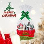 Dispowreath 72 Pcs Christmas Baskets Gift Empty to Fill Kit DIY Green Funny Cartoon Character for Gifts Bulk 24 Market Tray Favor with Handles 24 Clear Basket Bags 24 Bows for Xmas Holiday Birthday