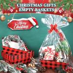 AFOROEOA 10PACK Christmas Gift Baskets Empty, Baskets For Gifts Empty 10x12”Thick Gifts Basket with 10 Bows 10 Bags Gift Basket for Christmas Xmas Wedding Birthdays Party Wrapping （Red Plaid）