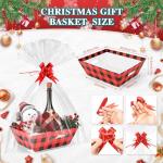 AFOROEOA 10PACK Christmas Gift Baskets Empty, Baskets For Gifts Empty 10x12”Thick Gifts Basket with 10 Bows 10 Bags Gift Basket for Christmas Xmas Wedding Birthdays Party Wrapping （Red Plaid）