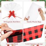 AFOROEOA 10PACK Christmas Gift Baskets Empty, Baskets For Gifts Empty 10x12”Thick Gifts Basket with 10 Bows 10 Bags Gift Basket for Christmas Xmas Wedding Birthdays Party Wrapping （Red Plaid）
