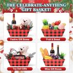 AFOROEOA 10PACK Christmas Gift Baskets Empty, Baskets For Gifts Empty 10x12”Thick Gifts Basket with 10 Bows 10 Bags Gift Basket for Christmas Xmas Wedding Birthdays Party Wrapping （Red Plaid）