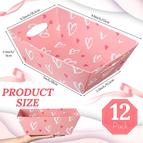 Pink Heart Gift Baskets - 12 Pack Set