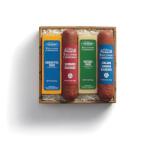 The Wisconsin Cheeseman 4 Pack Summer Sausage n' Cheese Logs – Meats and Cheeses Gift Basket with Cheddar Style, Vegetable, and Italian Sausage – Holiday Thank You Gift for Adults, Women, and Men