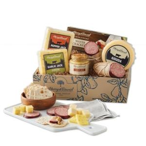 Harry & David Deluxe Meat & Cheese Gift Box, Gourmet Sausage, Assorted Cheeses, Crackers & Mixed Nuts, Charcuterie Board Gift Basket For Cheese Lovers, Meat And Cheese Gift Basket For All Occasions
