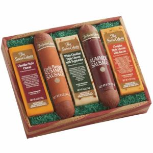 The Swiss Colony Cheese & Sausage 5-Pack – Original and Garlic Summer Sausages with Cheddar-Style, Bacon, and Vegetable Cheeses, Holiday Gift Basket Adults, Women, Men, Charcuterie Boards, 1 lb. 6 oz.