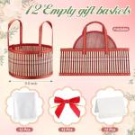 Weysat 12 Set Baskets for Gifts Empty Christmas DIY Bulk Large Woven Bamboo Gift Basket Kit with Handle Wrap Bag Red Bow to Fill for Xmas Wedding Birthdays Party Wrapping (Red)