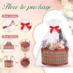 Weysat 12 Set Baskets for Gifts Empty Christmas DIY Bulk Large Woven Bamboo Gift Basket Kit with Handle Wrap Bag Red Bow to Fill for Xmas Wedding Birthdays Party Wrapping (Red)