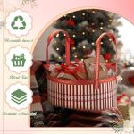 Weysat 12 Set Baskets for Gifts Empty Christmas DIY Bulk Large Woven Bamboo Gift Basket Kit with Handle Wrap Bag Red Bow to Fill for Xmas Wedding Birthdays Party Wrapping (Red)