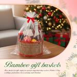 Weysat 12 Set Baskets for Gifts Empty Christmas DIY Bulk Large Woven Bamboo Gift Basket Kit with Handle Wrap Bag Red Bow to Fill for Xmas Wedding Birthdays Party Wrapping (Red)