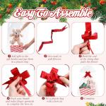 24 Pcs Christmas Baskets - Empty Gift Basket Kit with 24 Plastic Bags and 24 Pull Bows - DIY Gift Packages - 9.8 x 6.5 x 4.3 Inch Cardboard Basket for Xmas & Birthday (Red Green, Stripe Style)