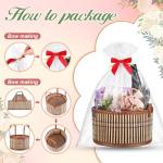 Weysat 6 Set Baskets for Gifts Empty Christmas DIY Bulk Large Woven Bamboo Gift Basket Kit with Handle Wrap Bag Red Bow to Fill for Xmas Wedding Birthdays Party Wrapping (Brown)