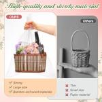 Weysat 6 Set Baskets for Gifts Empty Christmas DIY Bulk Large Woven Bamboo Gift Basket Kit with Handle Wrap Bag Red Bow to Fill for Xmas Wedding Birthdays Party Wrapping (Brown)
