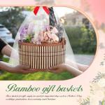 Weysat 6 Set Baskets for Gifts Empty Christmas DIY Bulk Large Woven Bamboo Gift Basket Kit with Handle Wrap Bag Red Bow to Fill for Xmas Wedding Birthdays Party Wrapping (Brown)