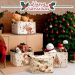 Bulyoou 4 Pack Christmas Storage Bin Collapsible Large Christmas Storage Baskets for Gifts Xmas Tree Canvas Laundry Basket Foldable Box with Handle for Office Home Bedroom Clothes Toys Holiday Decor
